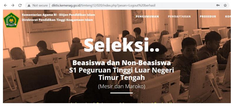 Halaman depan pendaftaran program seleksi Timur Tengah 2021