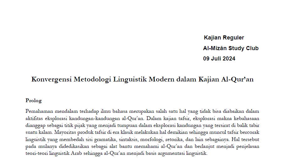 Konvergensi Lingistik Modern dalam Kajian Al Quran